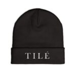 TILÉ embroidered beanie, knit cuff hat | minimalist script logo - Image 3
