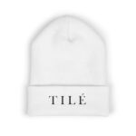 TILÉ embroidered text beanie | cuffed knit hat